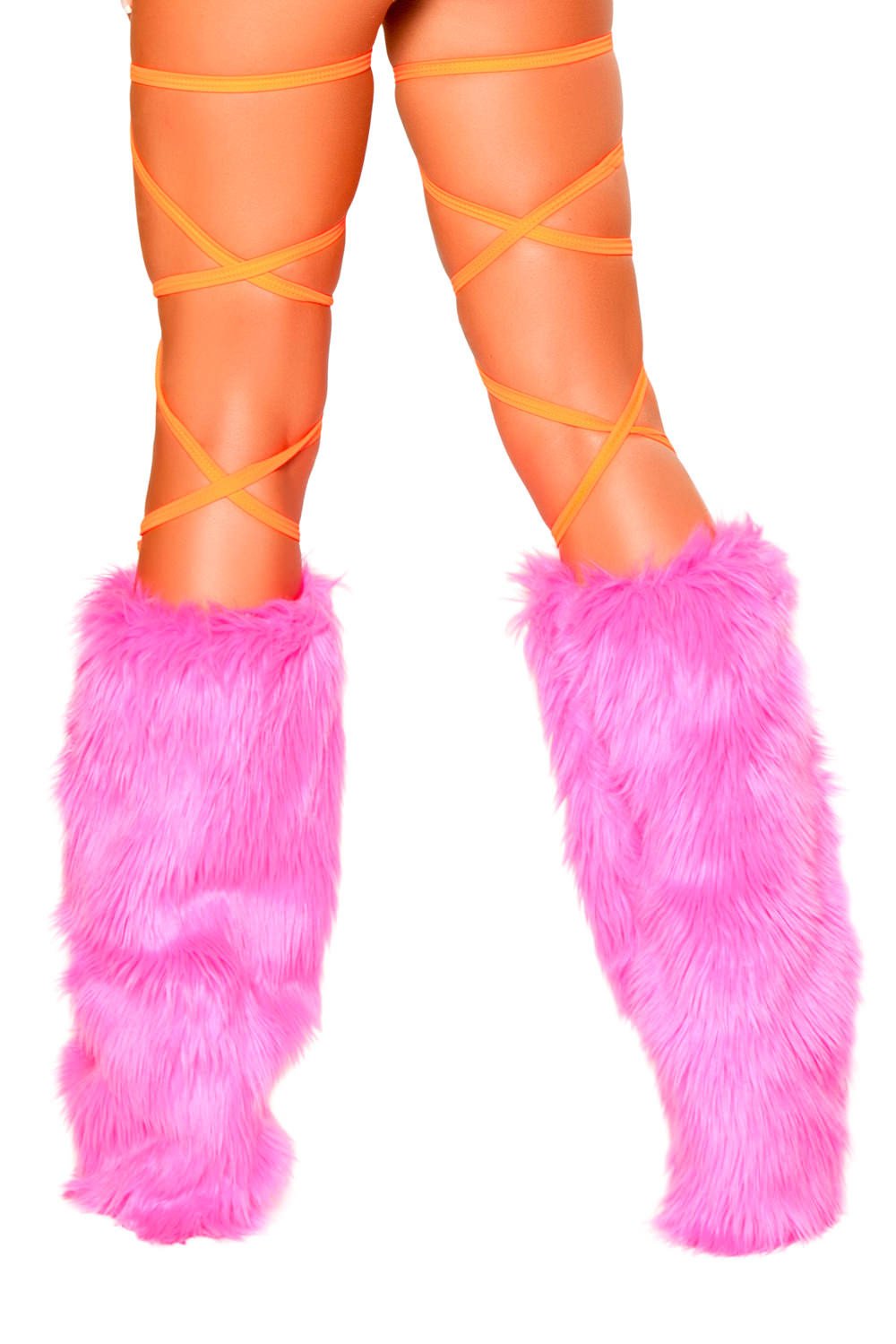 Orange 100 inch solid thigh wraps rave outfit, view 4